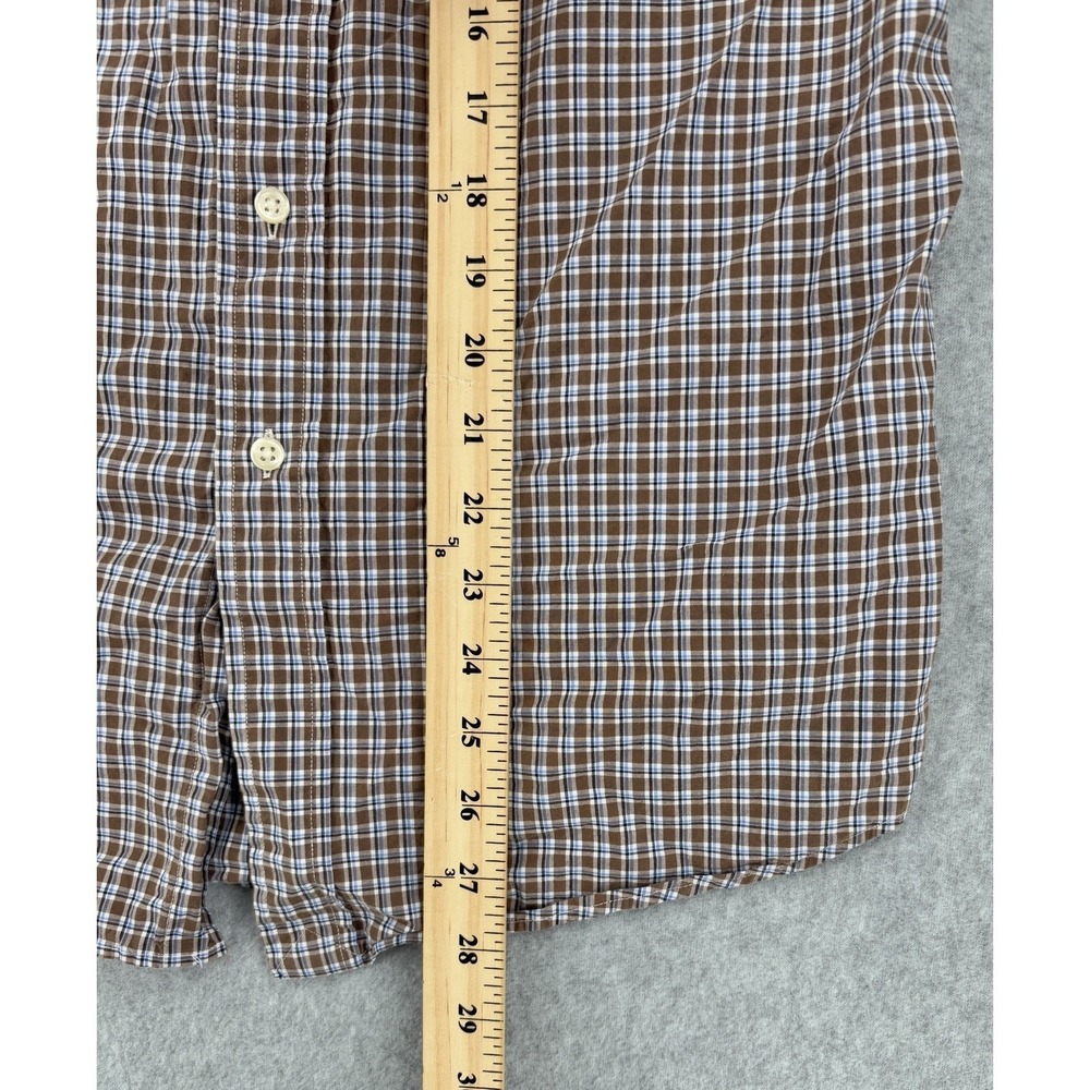 Polo Ralph Lauren Plaid Button Front Shirt Brown Blue Small Cotton Stretch - Picture 10 of 11